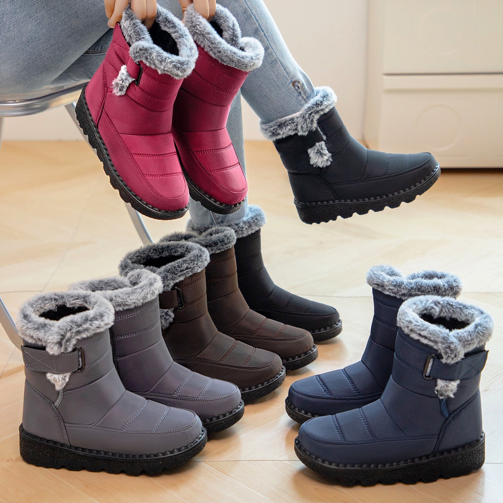 Damen Isolierte Winterstiefel mit weichem Innenfutter und praktischen Schnallen R&B