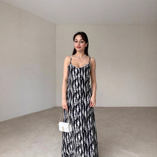 Damen Maxikleid mit feinem Blockstreifenmuster R&B