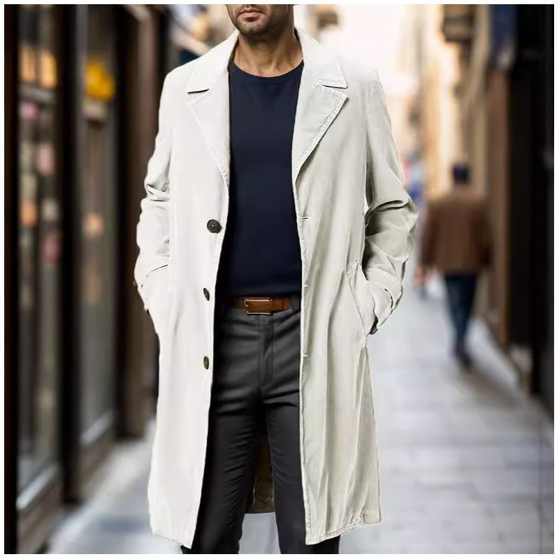 Herren eleganter Trenchcoat aus hochwertigem GewR&Be mit praktischen Taschen R&B
