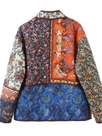 Damen gesteppte Patchworkjacke mit floralem Design und praktischen Taschen R&B