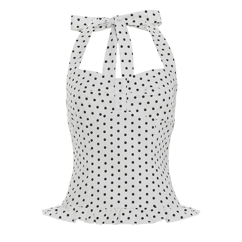 Damen Verspieltes Polka-Dots Oberteil mit schickem Rüschenabschluss R&B