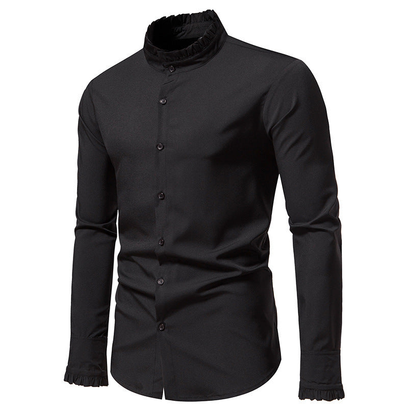 Herren Elegantes Langarmhemd mit Rüschendetails R&B