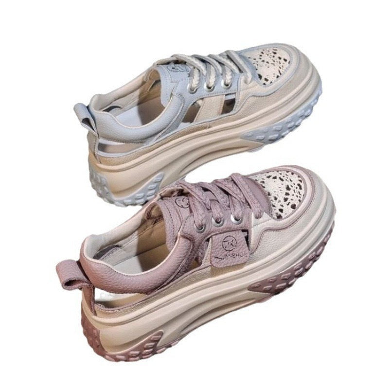 Damen Modische Sneaker mit luftigen Lochungen und dämpfender Laufsohle