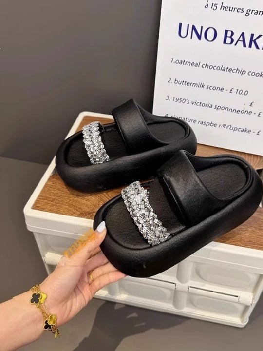 Damen modische Clogs mit eleganter Glitzerapplikation und bequemer Sohle R&B