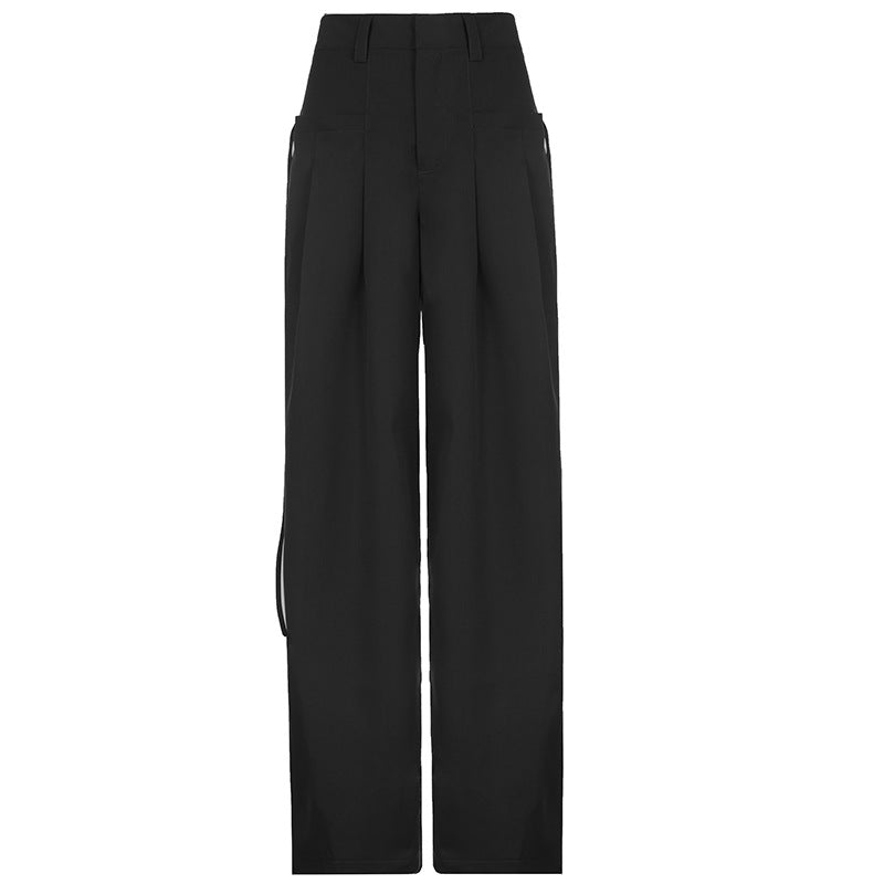 Damen weite Palazzo-Hose mit eleganten Falten und hohem Taillenbund R&B
