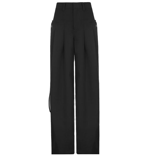 Damen weite Palazzo-Hose mit eleganten Falten und hohem Taillenbund R&B