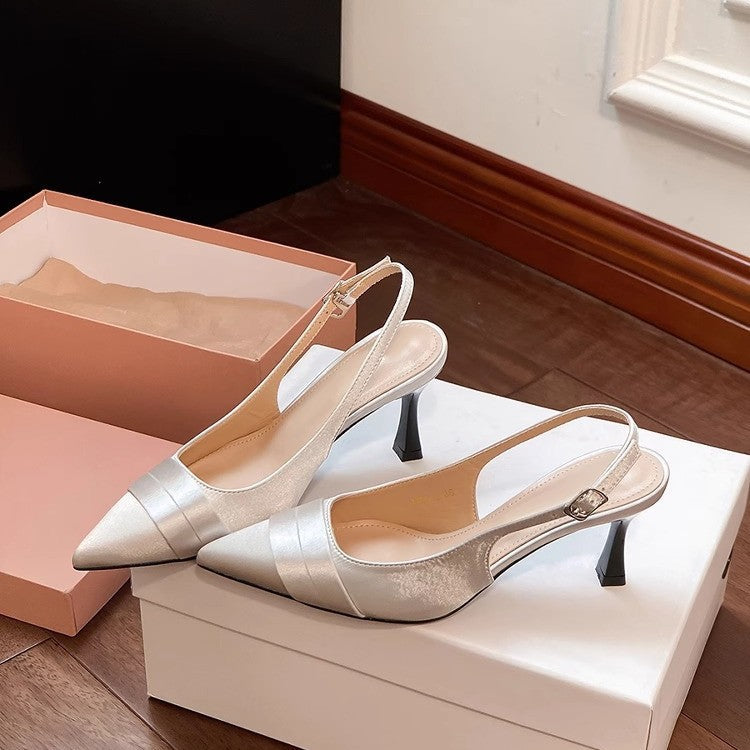 Damen Slingback-Pumps mit elegantem Spitzenzehen und verstellbarem Riemen