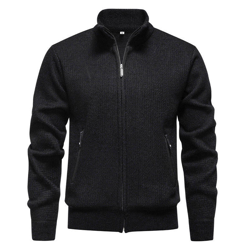 Herren Strickjacke mit modernem Zipper und seitlichen Reißverschlusstaschen R&B