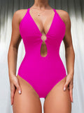 Damen Einteiliger Badeanzug mit tiefem V-Ausschnitt und faszinierendem Cut-Out R&B