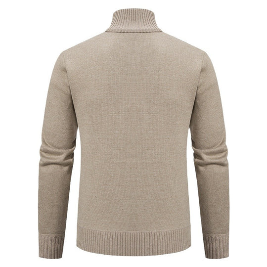 Herren Strickjacke mit modernem Zopfmuster und hohem Stehkragen R&B