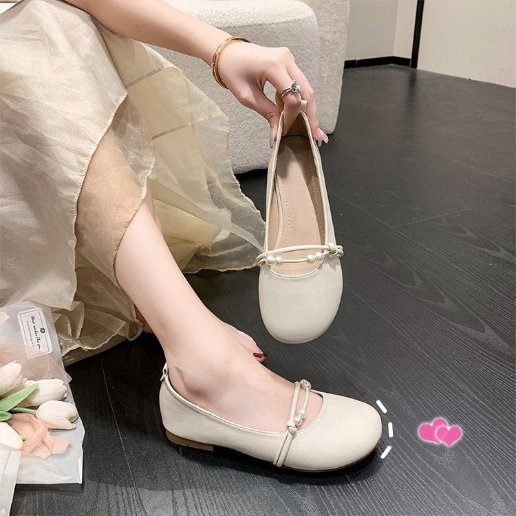 Damen Ballerinas mit elegantem Perlenschmuck