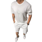 Herren lässiges Freizeitsport-Outfit mit strukturiertem Oberteil und Shorts R&B
