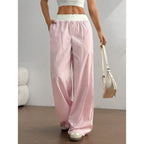 Damen lässige Palazzo-Hose mit breitem Bund R&B