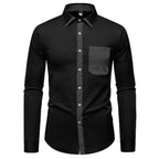 Herren Langarmhemd mit kontrastierendem Kragen und modischer Brusttasche R&B