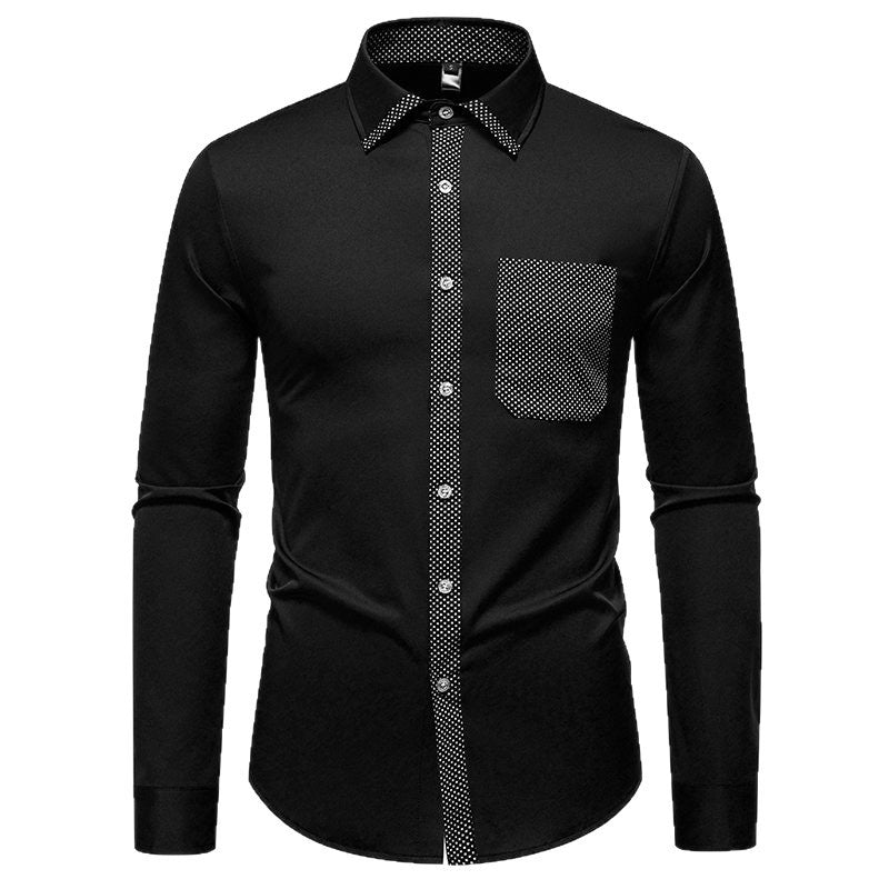 Herren Langarmhemd mit kontrastierendem Kragen und modischer Brusttasche R&B