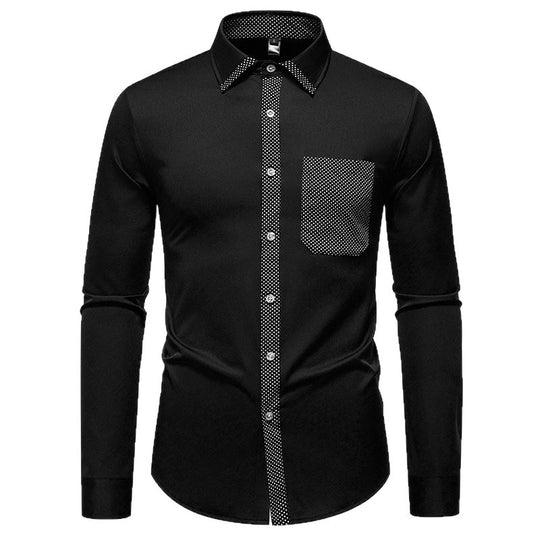 Herren Langarmhemd mit kontrastierendem Kragen und modischer Brusttasche R&B
