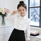 Mädchen Bluse mit Rüschendetails und Knopfverschluss R&B