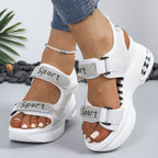 Damen Sportliche Sandalen mit verstellbaren Riemen und modischem Strass-Design R&B