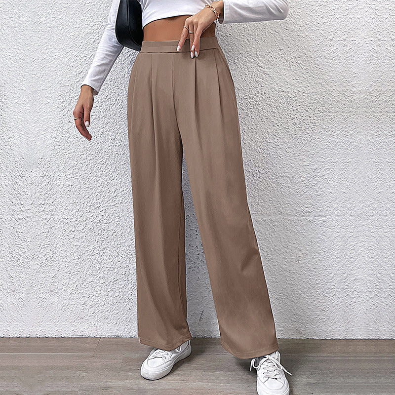Damen weite Chinohose mit elegantem Faltenwurf und hohem Bund R&B