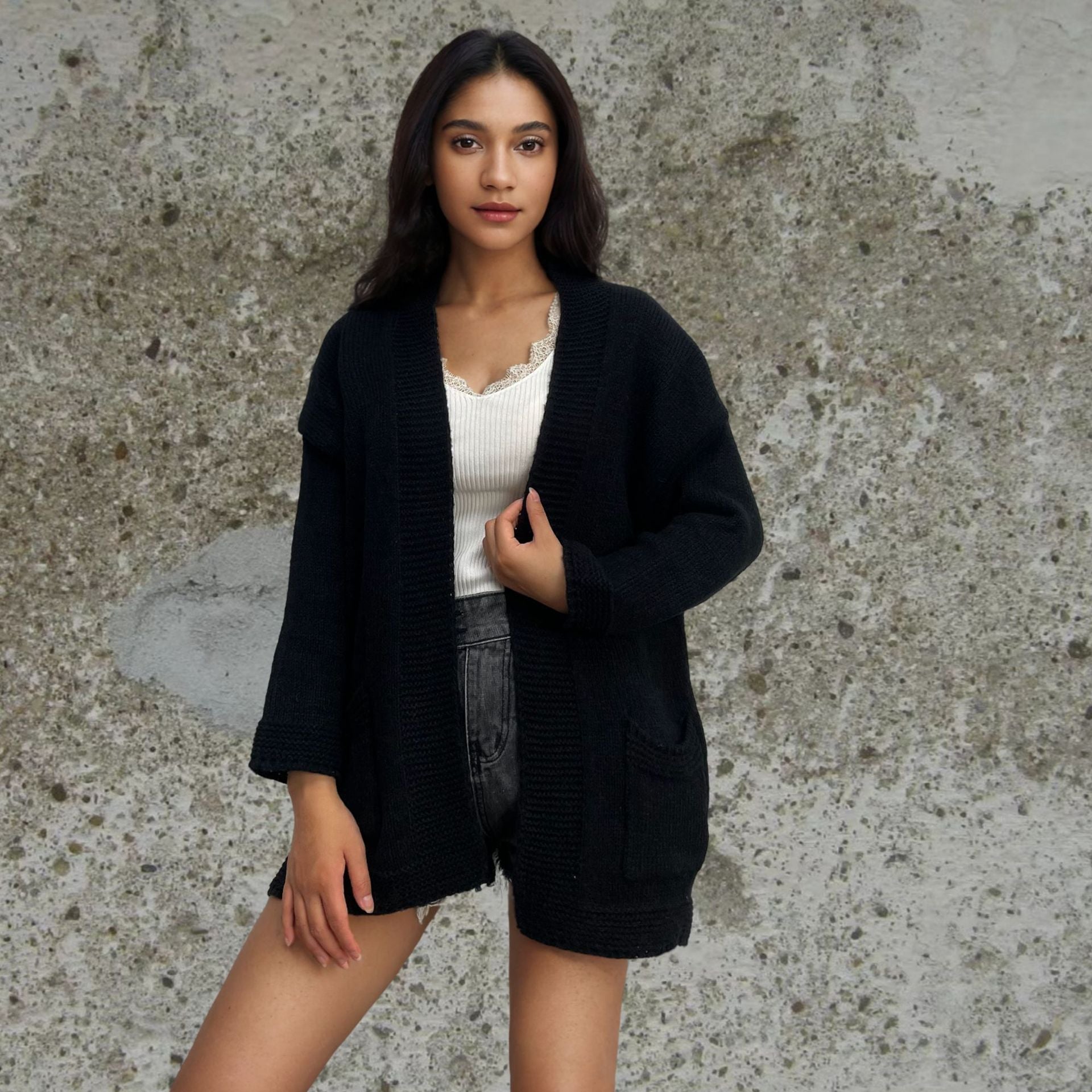 Damen Grobstrickjacke mit praktischem Schnitt und oversized Passform