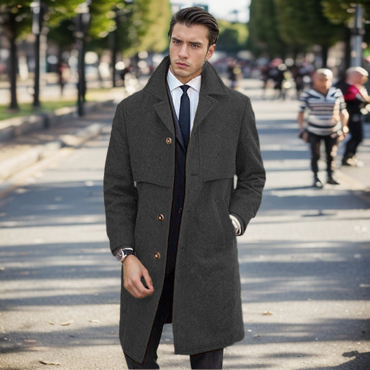 Herren urbaner Wollmantel mit asymmetrischem Schnitt R&B