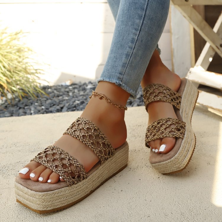 Damen Komfortable und geflochtene Wedge-Sandalen R&B