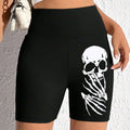Damen Sportliche Radlerhose mit auffälligem Skelett-Print