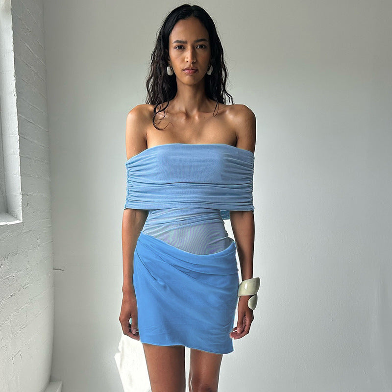 Damen Offshoulder Minikleid mit innovativem Drapierungsdesign R&B