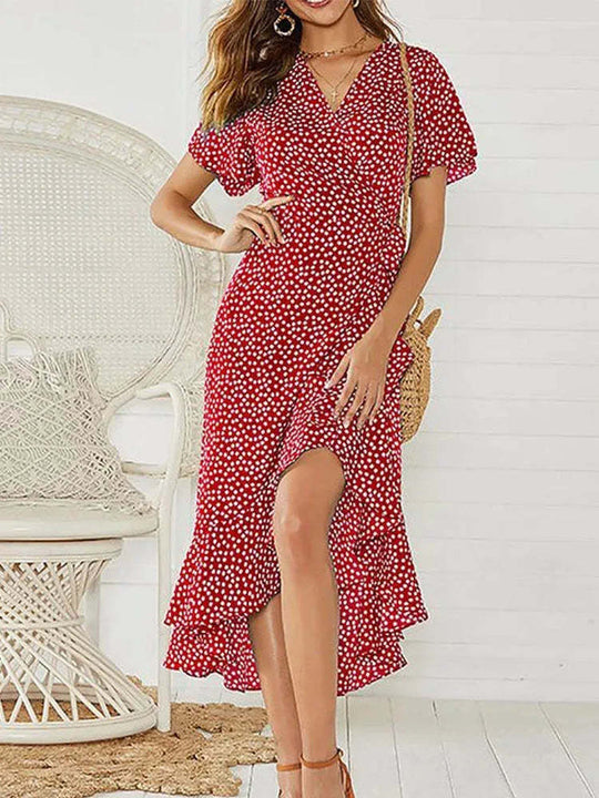 Damen Maxikleid mit floralem Design und schwingendem Saum R&B