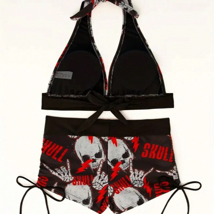 Damen Bikini-Set mit tiefem V-Ausschnitt und kontrastierenden Shorts R&B