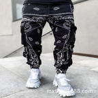 Herren nan Bandana-Cargo-Jogginghose mit Kordelzug und elastischen Bündchen R&B