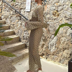 Damen Häkel-Strandkleid mit weiten Ärmeln und modernem Netzdesign R&B