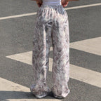 Damen Weitgeschnittene Print-Hose mit elastischem Bund R&B