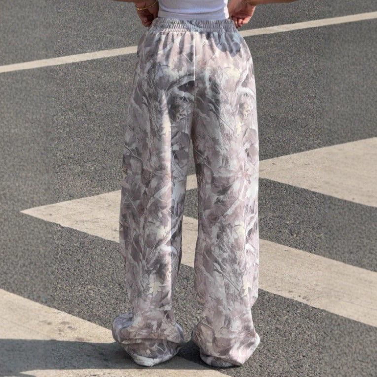 Damen Weitgeschnittene Print-Hose mit elastischem Bund R&B