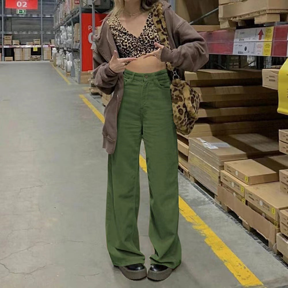 Damen Weite Cordhose mit hohem Bund und dekorativen Seitentaschen R&B