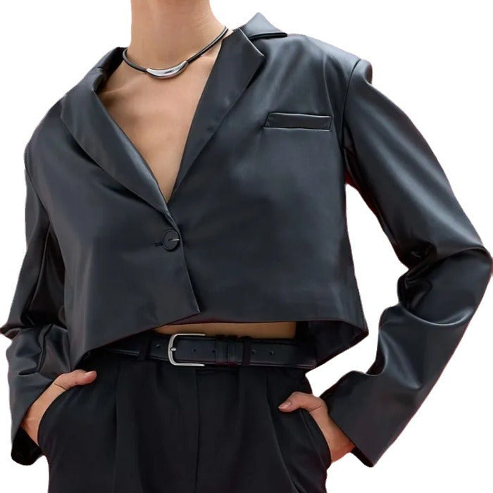 Damen lässige kurz geschnittene Kunstjacke R&B