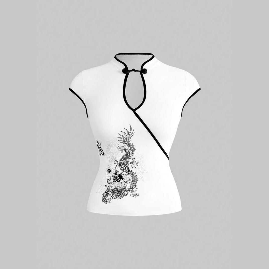 Damen Chinesische Seidenbluse mit kunstvollem Drachenmotiv R&B
