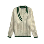 Damen Strickpullover mit V-Ausschnitt und Zopfmuster R&B