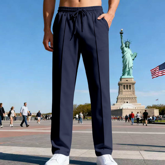 Herren nan elegante Sweathose mit Bügelfalte geradem Bein und Tunnelzug R&B