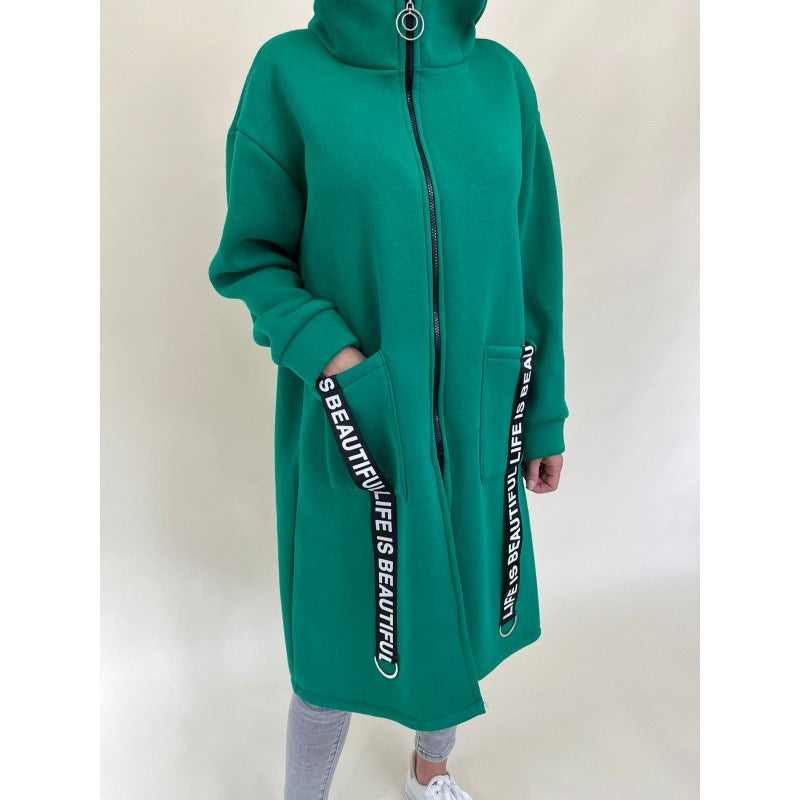 R&B | Taschen Design Hoher Kragen Lange Kapuzen Sweatshirtjacke