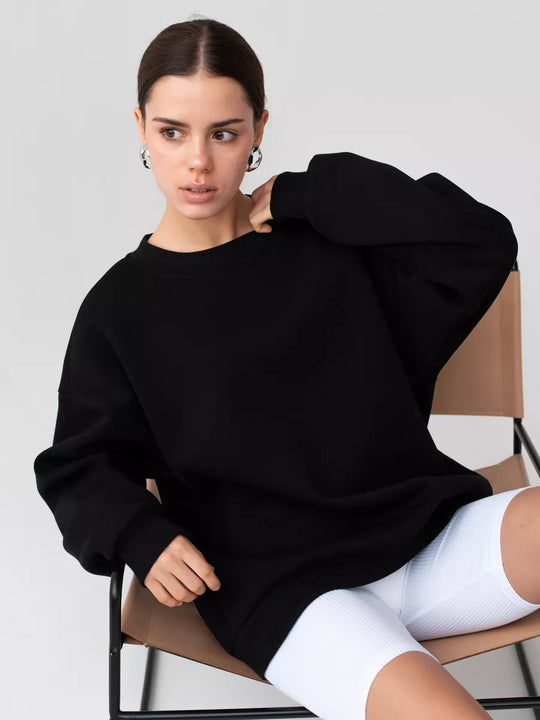 Damen Oversized Sweatshirt mit lässigem Schnitt und elastischen Bündchen R&B
