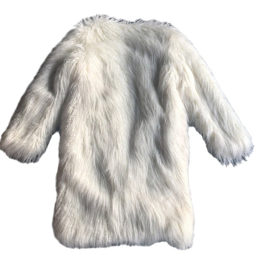 Damen Fluffiger Langmantel mit rauem Fell R&B