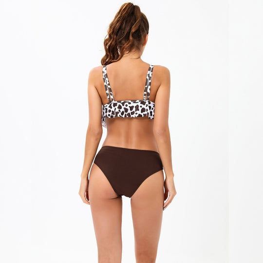 Damen Bikini-Set mit modischem Volant-Oberteil und hoher Taille R&B
