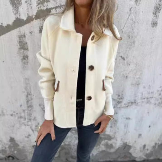 Damen gemütliche Cardigan-Jacke mit Knöpfen R&B