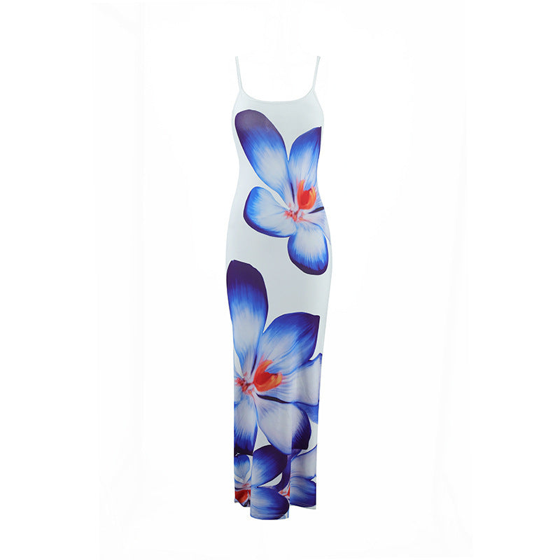 Damen Maxikleid mit traumhaftem Blumendruck und zarten Spaghettiträgern R&B