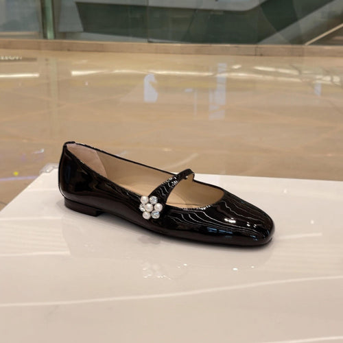 Damen Ballerina-Schuhe mit elegantem Riemendesign und dekorativem Strass-Detail R&B
