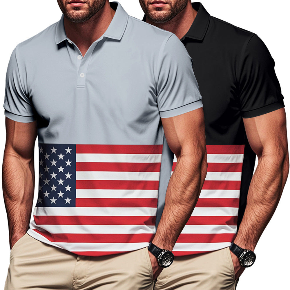Herren Polo-Shirt mit Flaggenmotiv und klassischem Kragen R&B