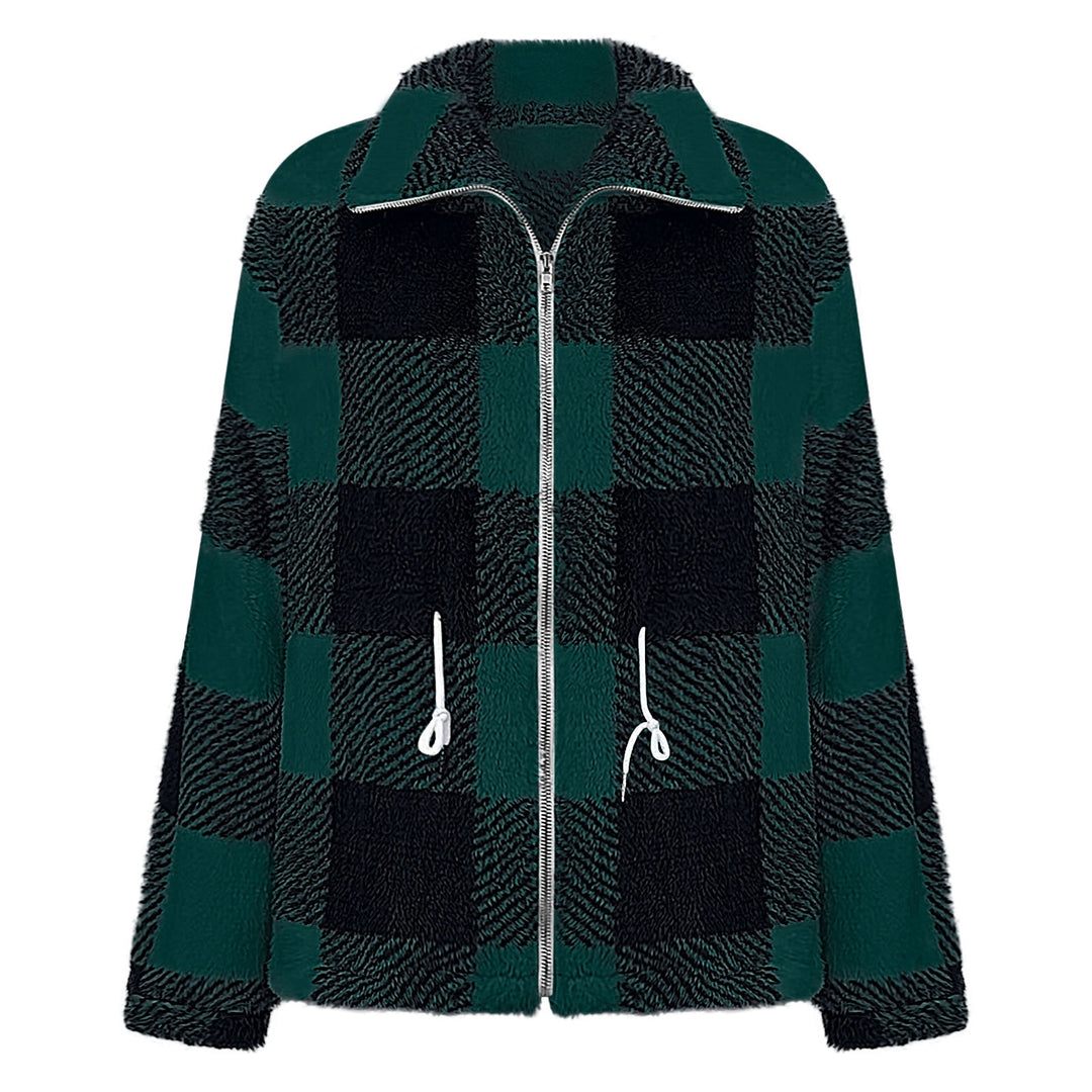 Damen Fleecejacke mit modischem Karomuster und praktischen Taschen R&B
