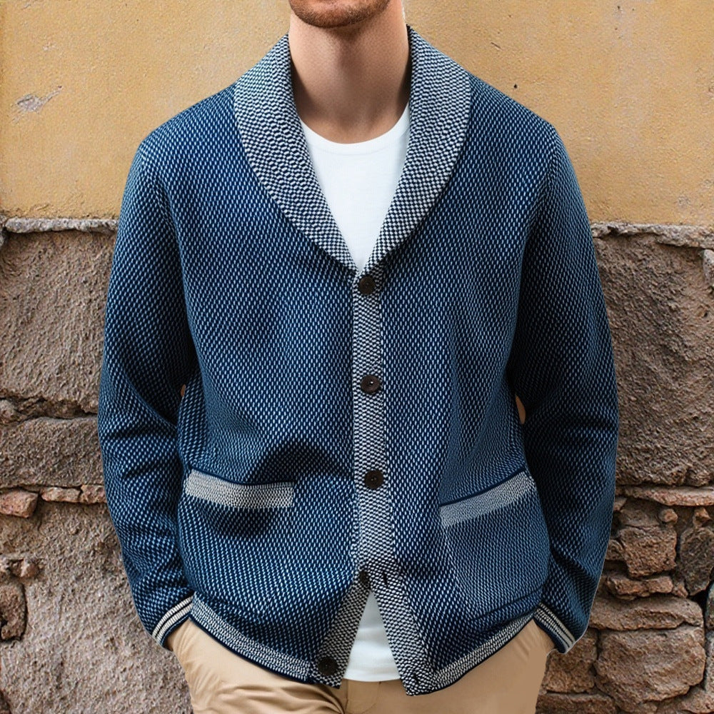 Herren Strickjacke mit eleganten Knopfdetails und breitem Schalkragen R&B