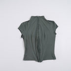 Damen sportliches Kurzarm-T-Shirt mit hoher Kragenführung R&B